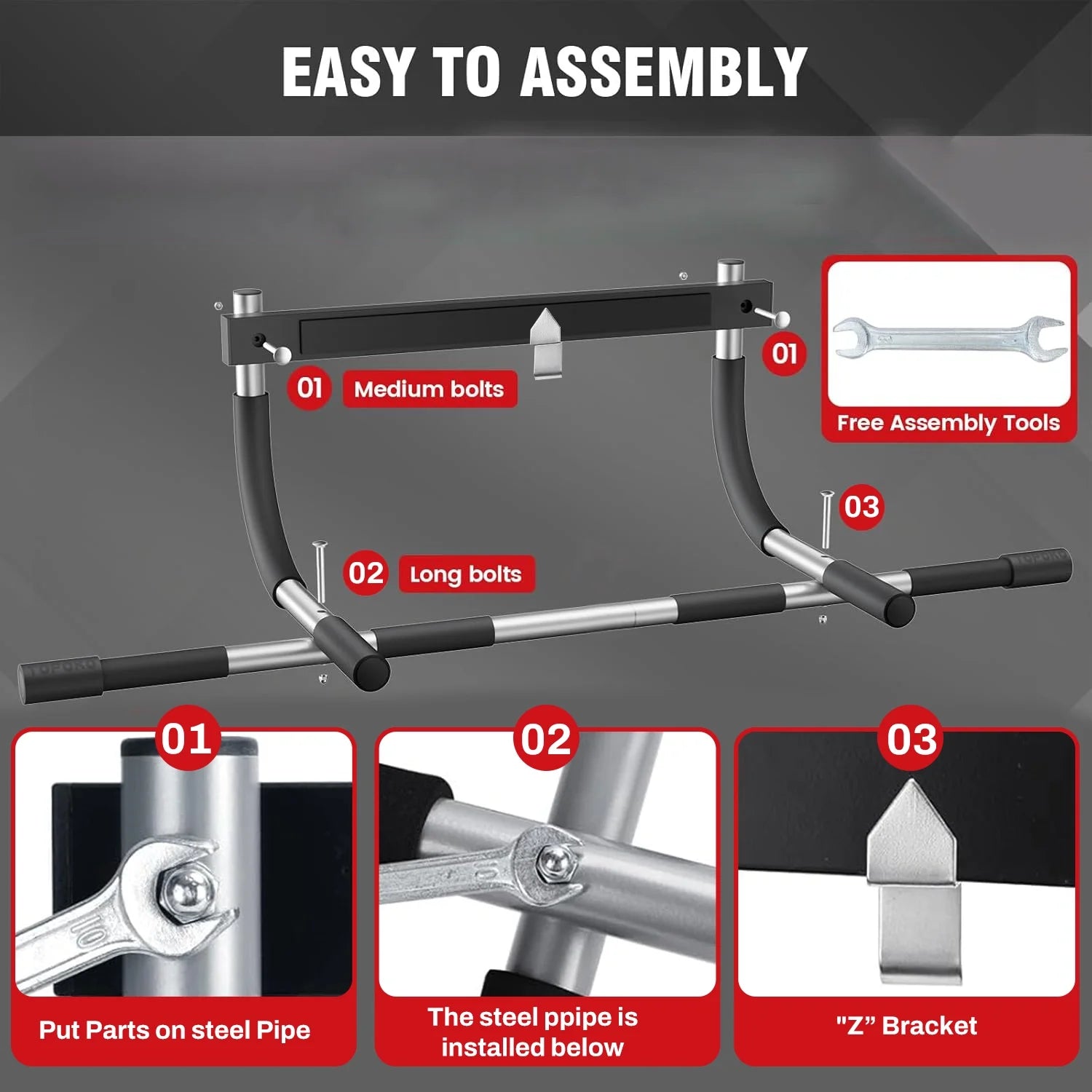 Pull up Bar for Doorway, Thickened Steel Upper Body Workout Bar, Adjustable Width Locking, Max Limit 330 Lbs, Multi-Grip Strength Chin-Up Bar for Strength Training, Home & Gym, Black
