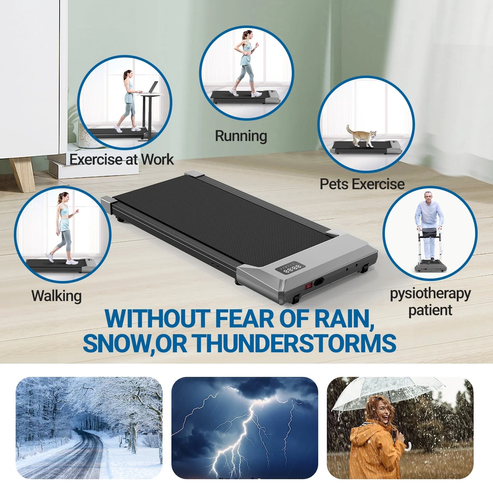 Walking Pad, under Desk Treadmill, 3 in 1 Portable Treadmill with Remote Control LED Display, 2.5 HP Quiet Walking Jogging Machine for Office Home Use, 250 Lbs Capacity