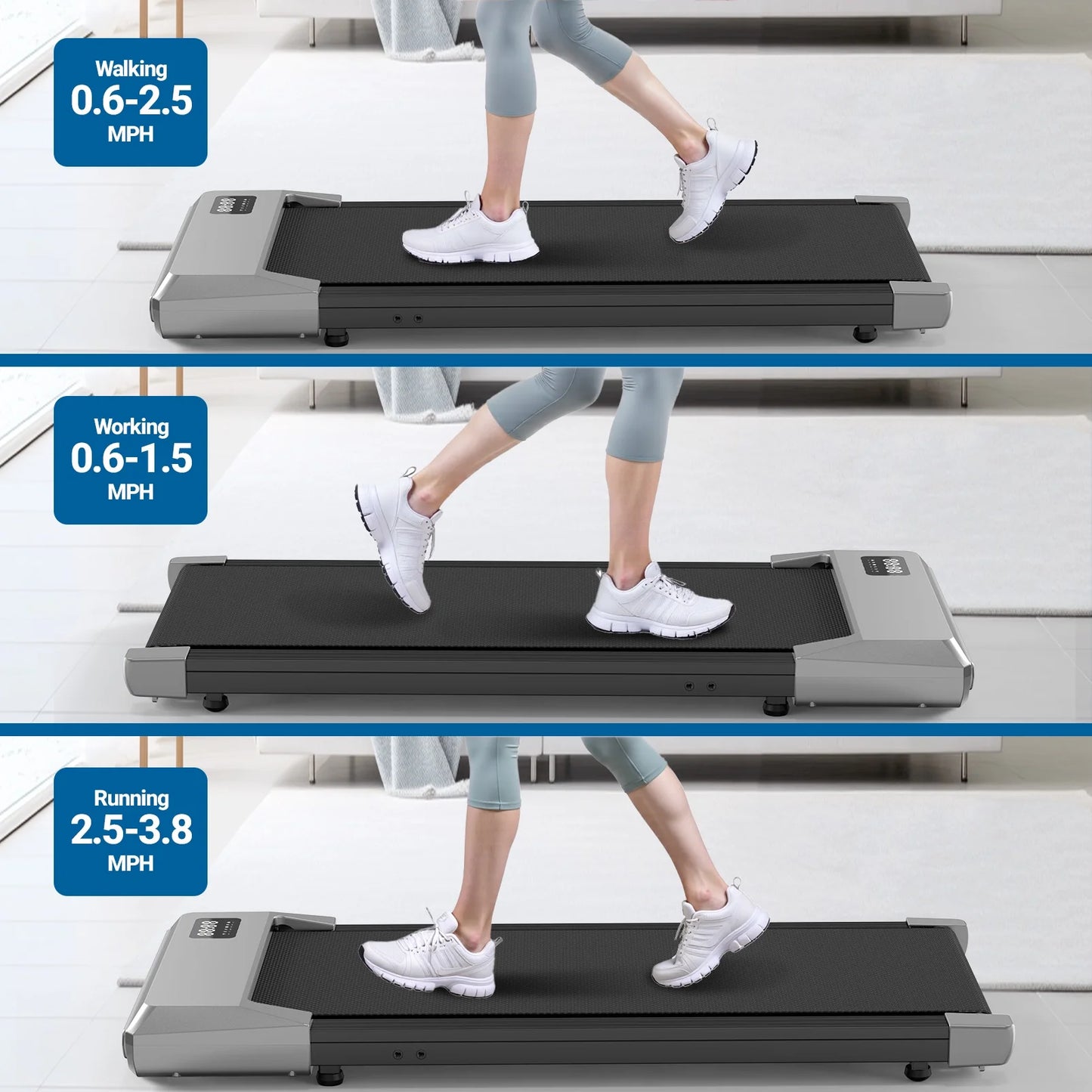 Walking Pad, under Desk Treadmill, 3 in 1 Portable Treadmill with Remote Control LED Display, 2.5 HP Quiet Walking Jogging Machine for Office Home Use, 250 Lbs Capacity