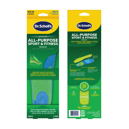All Sport & Fitness Insoles for Men Shoe Sizes 8-14, 1 Pair
